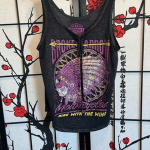 Lethal Angel 2XL Biker Motorcycle Indian Women Heather Black Graphic Tank Top